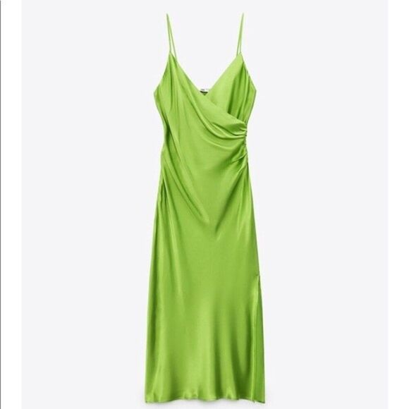 ZARA DRAPED LINGERIE-STYLE DRESS - Picture 9 of 10